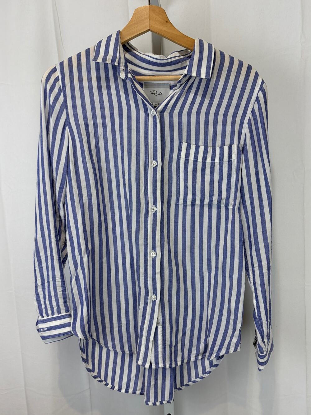 RAILS Striped Long Sleeve Button Up Shirt Rayon Blue White Size XS